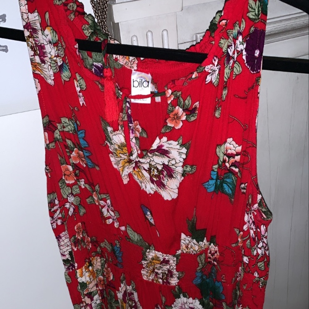 Red dress with unique flowers